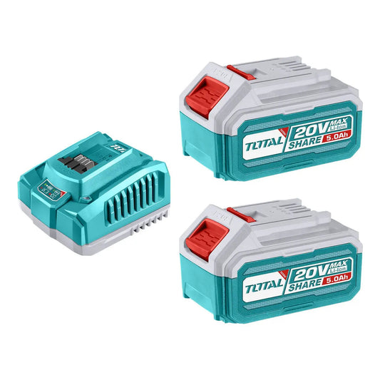 2 Baterias y Cargador 20V 4.0 Ah INDUSTRIAL TOTAL TFBCPK2513-4