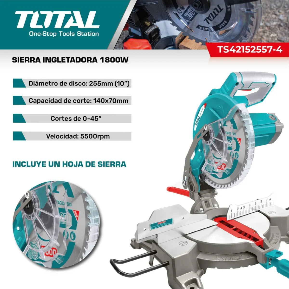 Sierra Ingletadora 1800W INDUSTRIAL TOTAL TS42152557-4