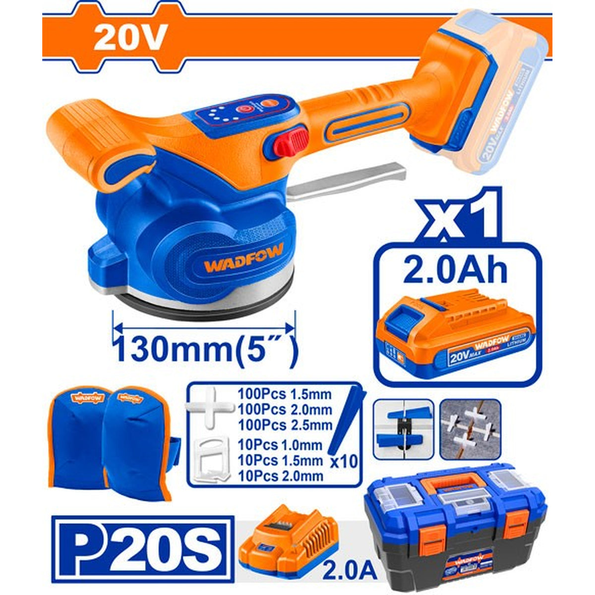 VENTOSA VIBRADORA INALAM 20V 180MM + BAT 2AH +CARG + ACC WTVM1D185