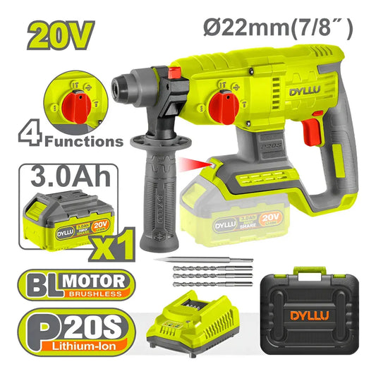 ROTOMARTILLO SDS PLUS BL 22MM 20V (CARGADOR Y BATERIA) DTLM1522-4