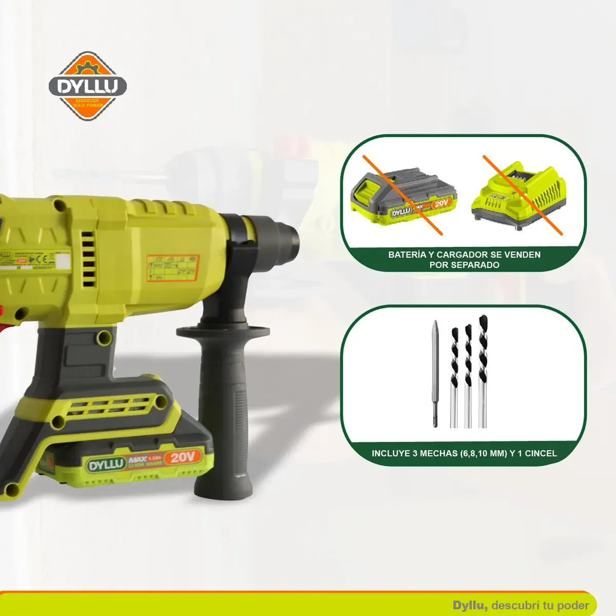 Rotomartillo SDS PLUS BL 22mm 20V DYLLU DTLM15220