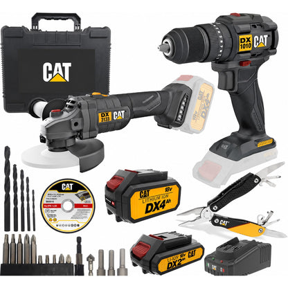 TALADRO PERCUTOR BRUSHLESS 18V 50 NM + AMOLADORA ANGULAR BRUSHLESS   DXK203