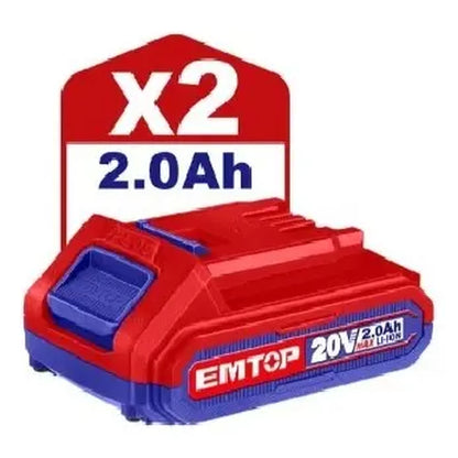 LLAVE DE IMPACTO INALAM. BRUSH 20V 400 Nm + CARG + 2 BAT 2.0 AH + ACC ECIWL2040-4