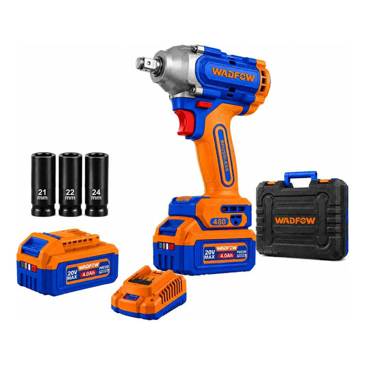 LLAVE DE IMPACTO INALAM. 20V 1/2'' 480NM+ CARG + 2 BAT 4.0AH + MALETA WCD1B483-4