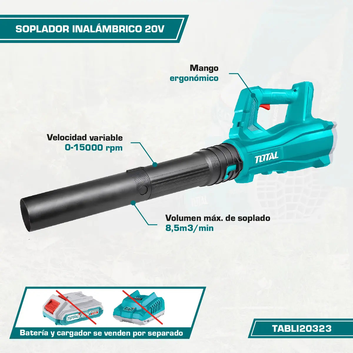 Soplador 20V 15000rpm TOTAL TABLI20323