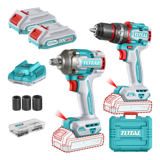 Kit taladro percutor + llave de impacto Total TCKLI20275-4