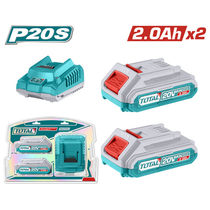 2 Baterias y Cargador 2.0 Ah INDUSTRIAL TOTAL TFBCPK2212-4