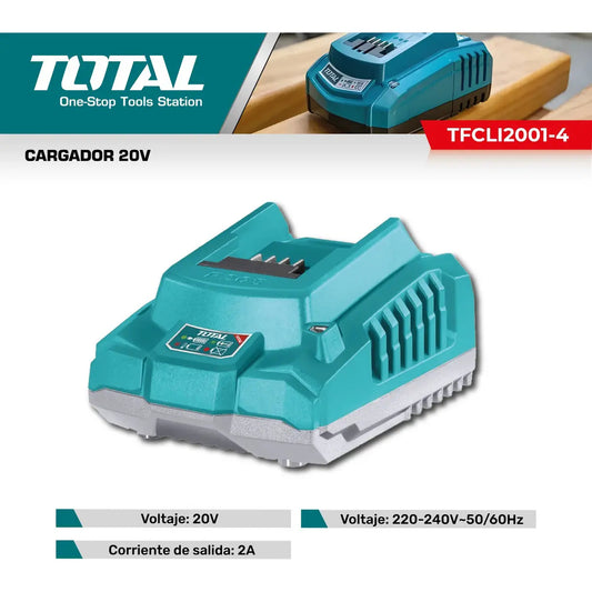 Cargador de Bateria 20V 2.0 Ah INDUSTRIAL TOTAL TFCLI2001-4