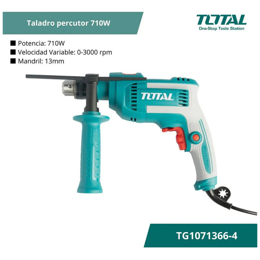 Taladro Percutor 710W 13mm INDUSTRIAL TOTAL TG1071366-4