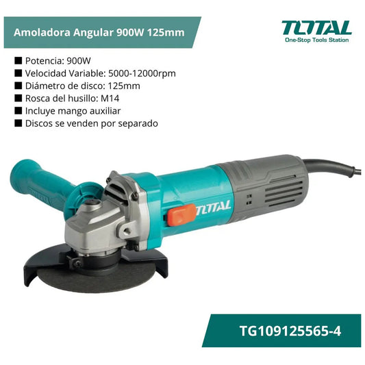 Amoladora Angular 900W 125mm Velocidad Variable INDUSTRIAL TOTAL TG109125565-4