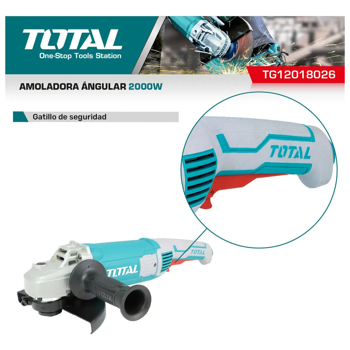 Amoladora Angular 2000W 180mm INDUSTRIAL TOTAL TG12018026-4