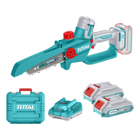 Sierra Podadora 20V BL 6" INDUSTRIAL TOTAL TGSLI20662-4 (MALETIN, CARGADOR, Y 2 BATERIAS)