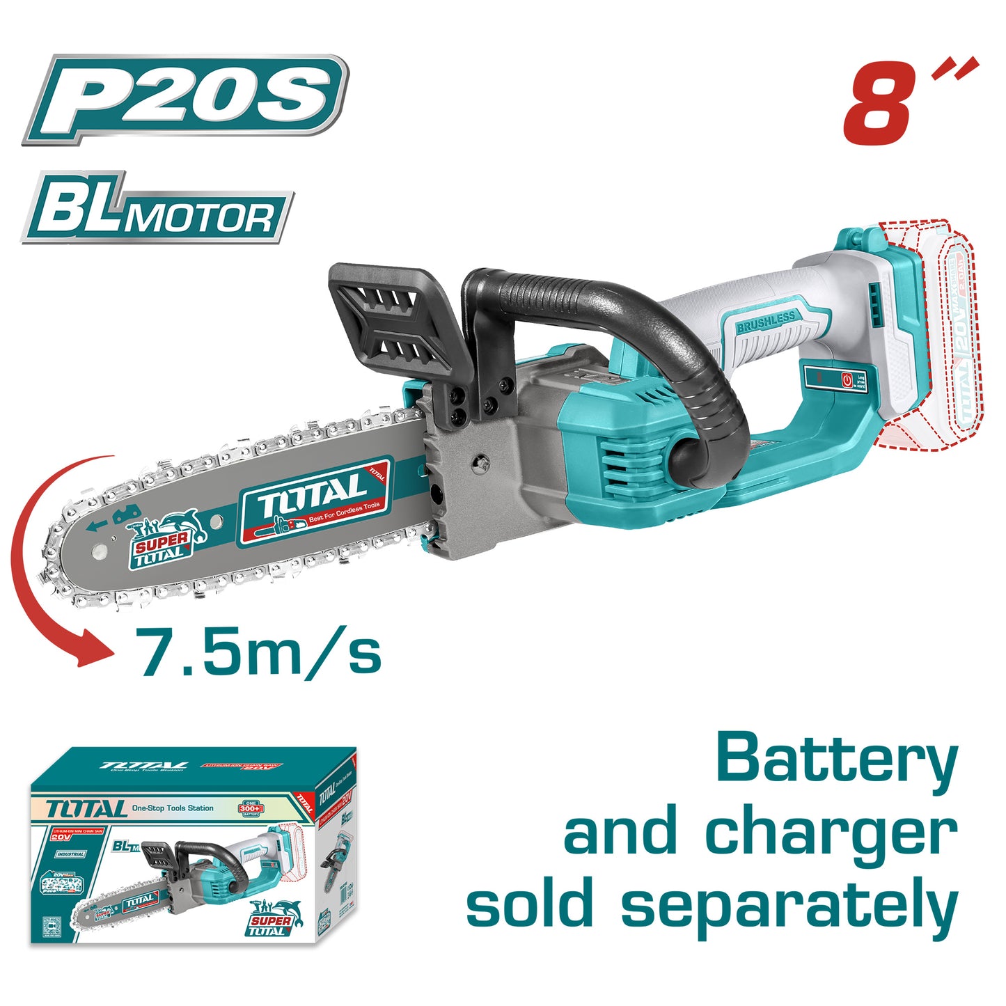 Motosierra 20V 8" TOTAL TGSLI2085