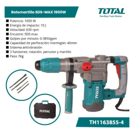 Rotomartillo SDS-MAX 1600W INDUSTRIAL TOTAL TH1163855-4