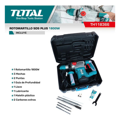 Rotomartillo SDS PLUS 1800W INDUSTRIAL TOTAL TH118366-4