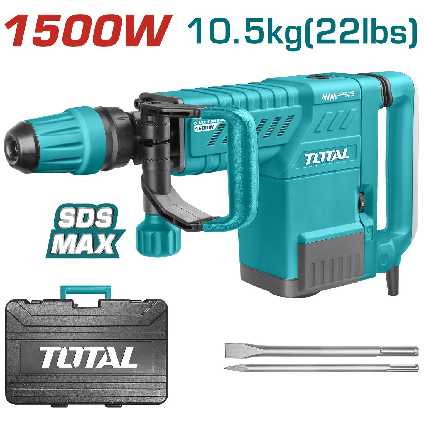 Martillo Demoledor 1500w. INDUSTRIAL TOTAL TH215002-4