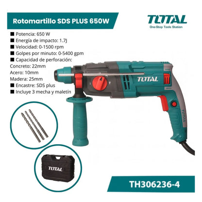 Rotomartillo SDS PLUS 650 w. TOTAL TH306236-4