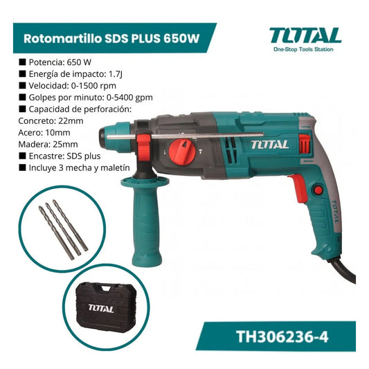Rotomartillo SDS PLUS 650 w. TOTAL TH306236-4