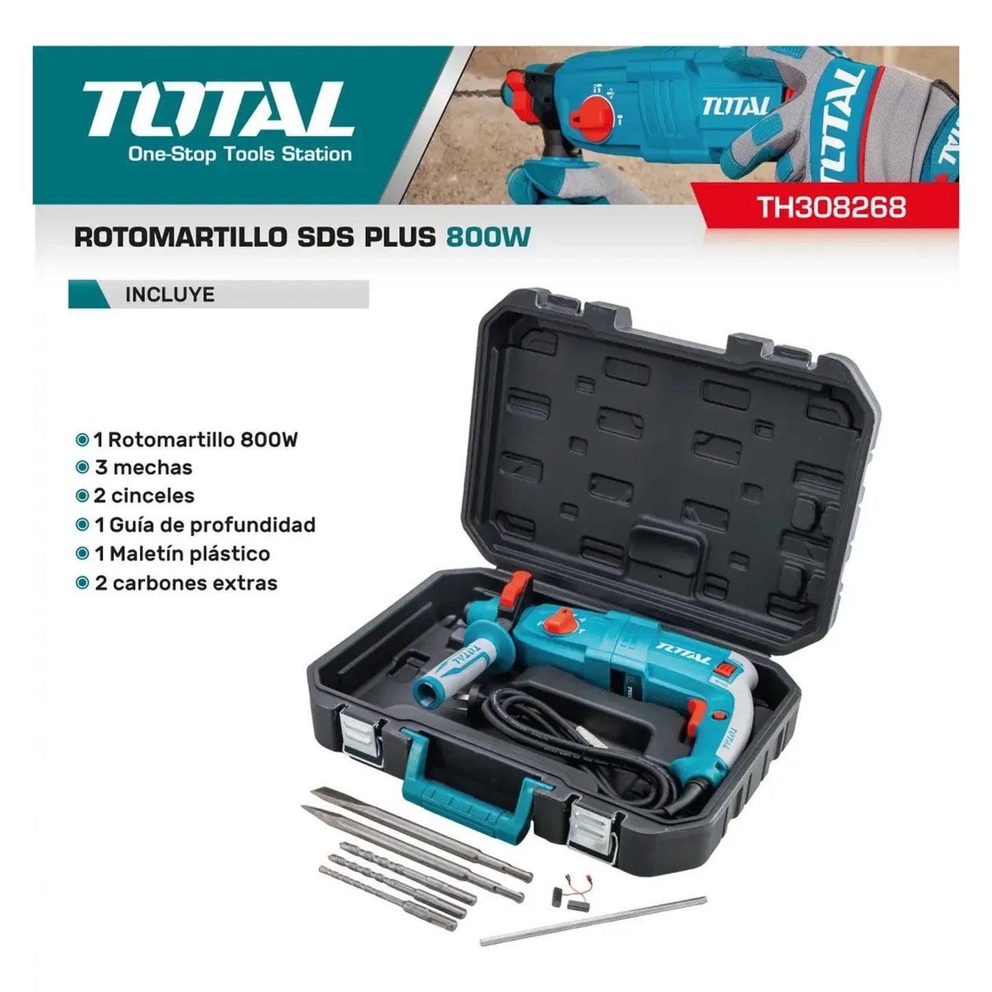Rotomartillo SDS PLUS 800W TOTAL TH308268-4