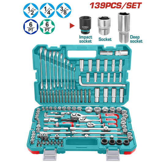Caja de Herramientas de 139 Pcs INDUSTRIAL TOTAL THKTHP21396