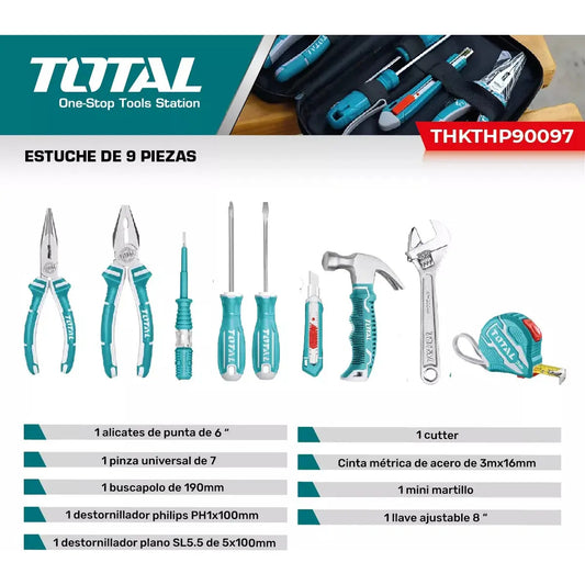 Estuche de Herramientas de 9 Pcs TOTAL THKTHP90097-4