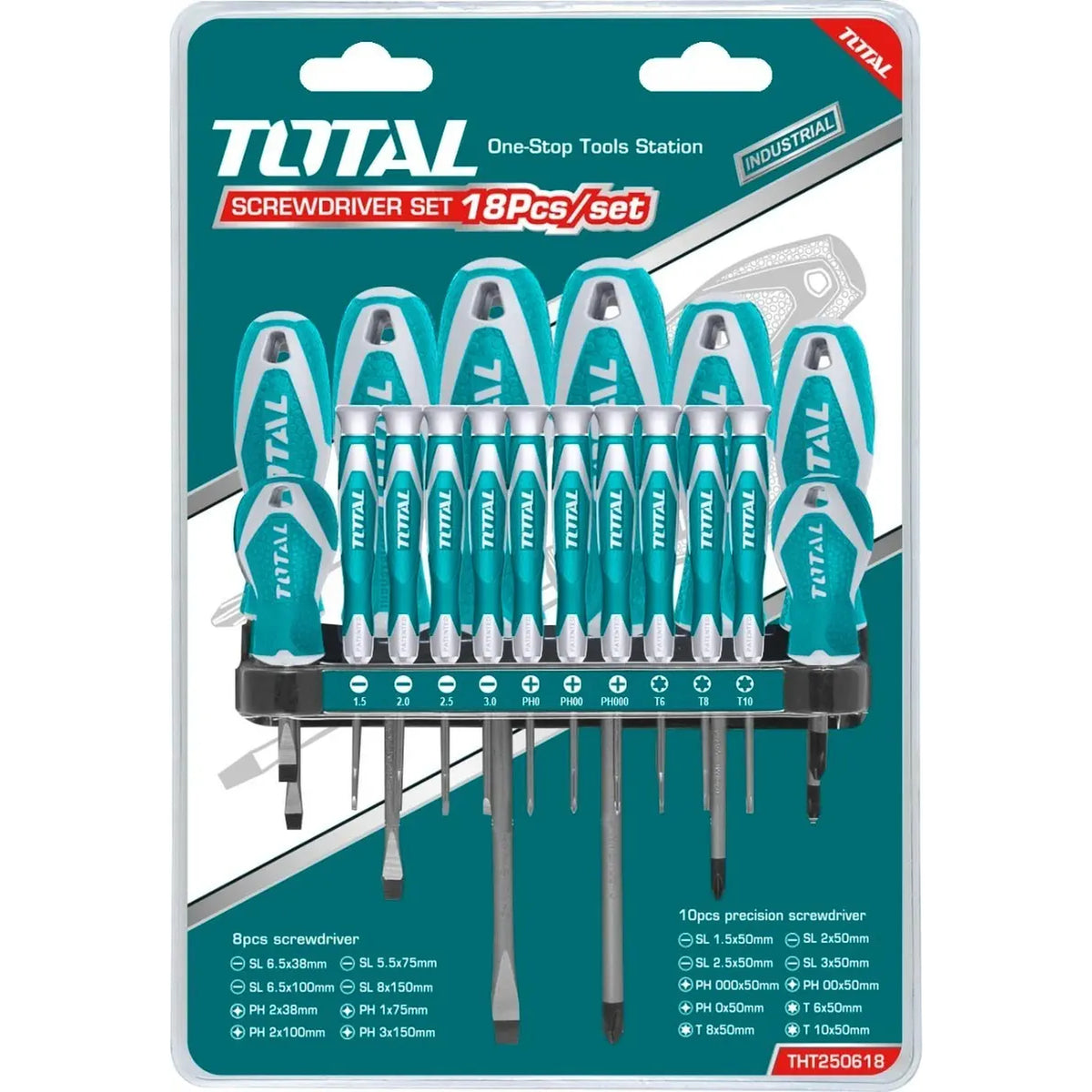 Set de 18 destornilladores TOTAL THT250618