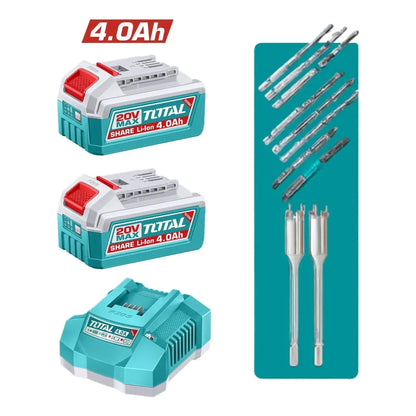 Taladro Percutor 20V BL 2000rpm 96Nm INDUSTRIAL TOTAL TIDLI209686-4 (MALETIN, CARGADOR, Y 2 BATERIAS 4Ah)