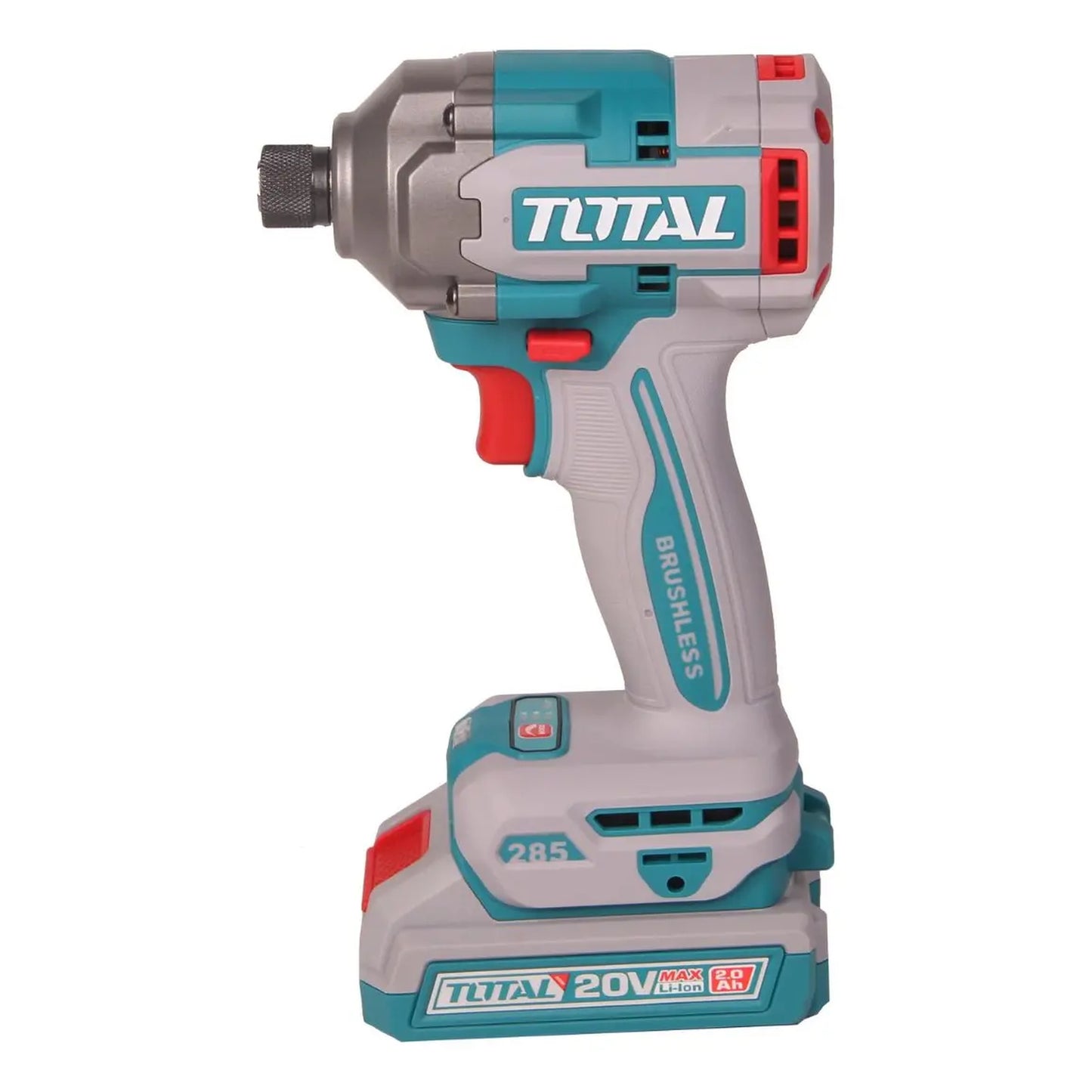 Atornillador de Impacto 20V BL 1/4 285Nm INDUSTRIAL TOTAL TIRLI2028-4 (MALETIN, CARGADOR, Y 2 BATERIAS 2Ah)