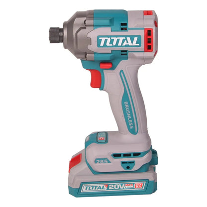 Atornillador de Impacto 20V BL 1/4 285Nm INDUSTRIAL TOTAL TIRLI2028-4 (MALETIN, CARGADOR, Y 2 BATERIAS 2Ah)