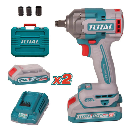 Llave de Impacto 20V 400Nm BL INDUSTRIAL TOTAL TIWLI2040-4 (MALETIN, CARGADOR, Y DOS BATERIAS 2Ah)