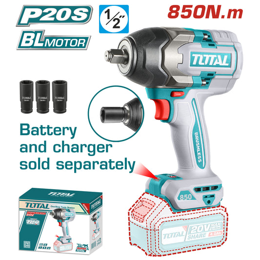 Llave de Impacto 20V BL 850Nm INDUSTRIAL TOTAL TIWLI20851
