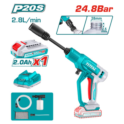 Hidrolavadora 20V 24.8 Bar TOTAL TPWLI20362-4 (CARGADOR Y BATERIA)