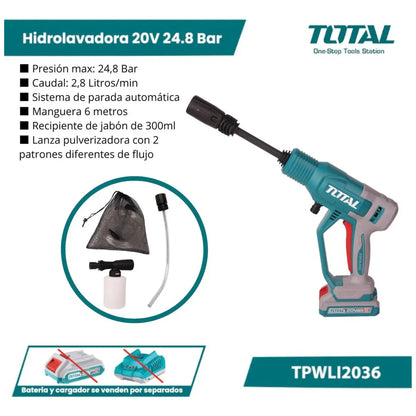 Hidrolavadora 20V 24.8 Bar TOTAL TPWLI2036