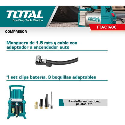 Compresor 12V 140 psi TOTAL TTAC1406