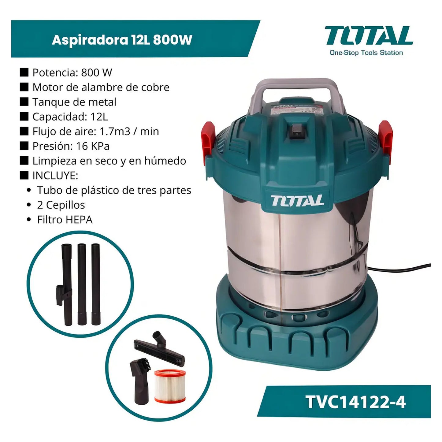 Aspiradora 12L 800W TOTAL  TVC14122-4
