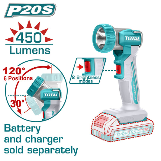 Lampara de Trabajo 20V 450 Lumens INDUSTRIAL TOTAL TWLI2058