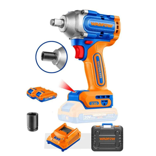 LLAVE DE IMPACTO INALAM. 20V 1/2'' 330NM + CARG + 2 BAT 2.0 AH + MALETA WCD1B33-4