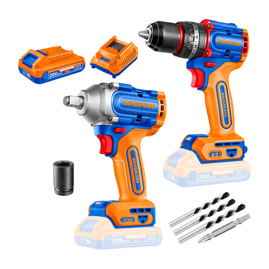 COMBO TALADRO DE IMPACTO INALAM + LLAVE DE IMPACTO INALAM + BAT + CARG WCK20275-4