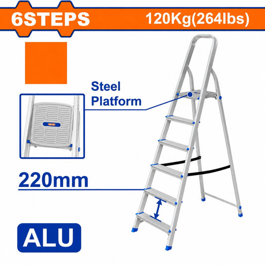 ESCALERA DE ACERO Y ALUMINIO 6 ESCALONES WLD3H06