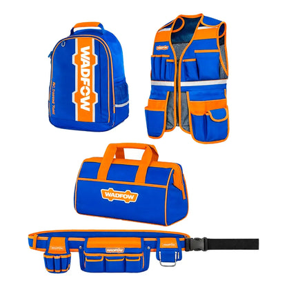 SET PORTAHERRAMIENTAS CHALECO + MOCHILA + BOLSO 13" + CINTURON WTGC104
