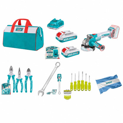 Kit amoladora  angular 115mm + 23 piezas total
